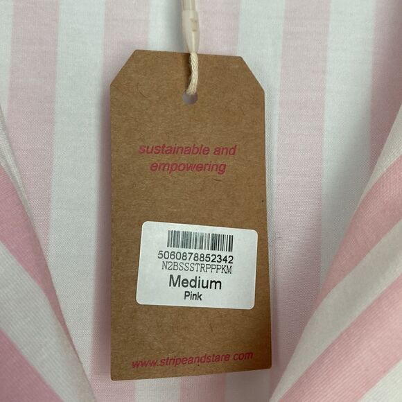 Stripe & Stare Pj Top Women’s Size Medium New With Tag Pink Striped Short Sleeve - Picture 3 of 9
